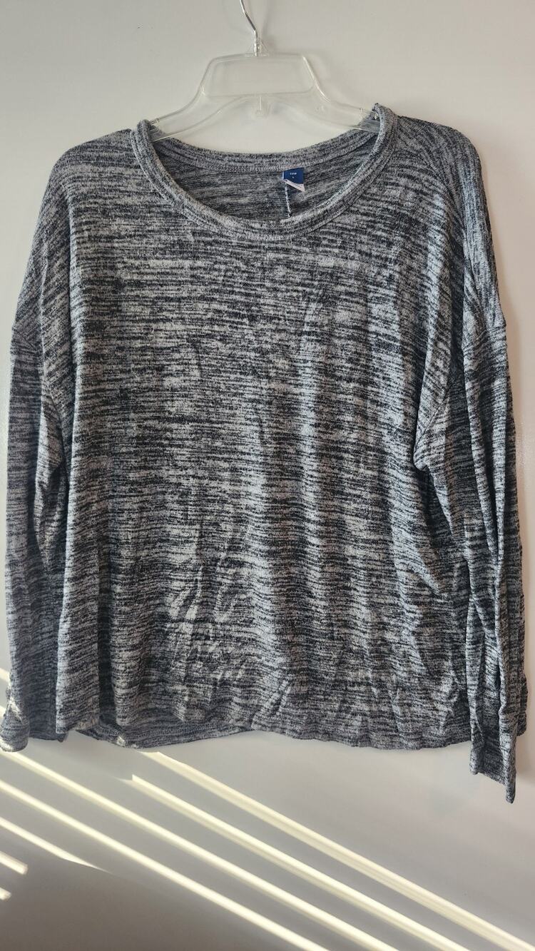 Old Navy Women's Relaxed Fit Marled Knit Long Sleeve Top Gray Space Dye L #305